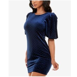 B Darlin Juniors' Velvet Studded Puff-Sleeve Bodycon Dress Size M
